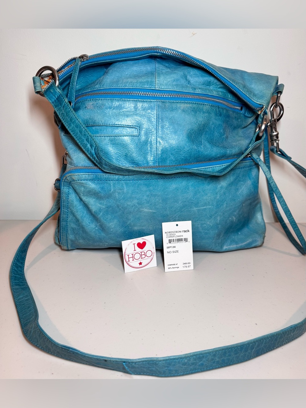 HOBO Turquoise Leather Shoulder Bag
